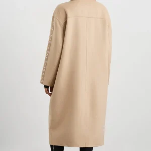 Shop Aje ATHLETICA Wool Blend Long Line Coat 773 Biscotti Beige