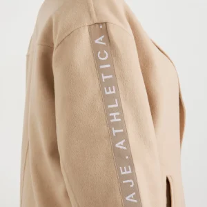 Shop Aje ATHLETICA Wool Blend Long Line Coat 773 Biscotti Beige