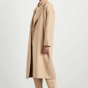 Shop Aje ATHLETICA Wool Blend Long Line Coat 773 Biscotti Beige