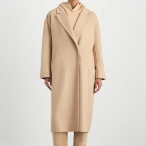 Shop Aje ATHLETICA Wool Blend Long Line Coat 773 Biscotti Beige