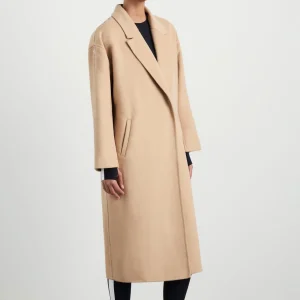 Shop Aje ATHLETICA Wool Blend Long Line Coat 773 Biscotti Beige