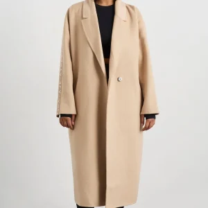 Shop Aje ATHLETICA Wool Blend Long Line Coat 773 Biscotti Beige