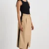 Clearance Aje ATHLETICA Wrap Contrast Skirt 615 Natural Tan / Black