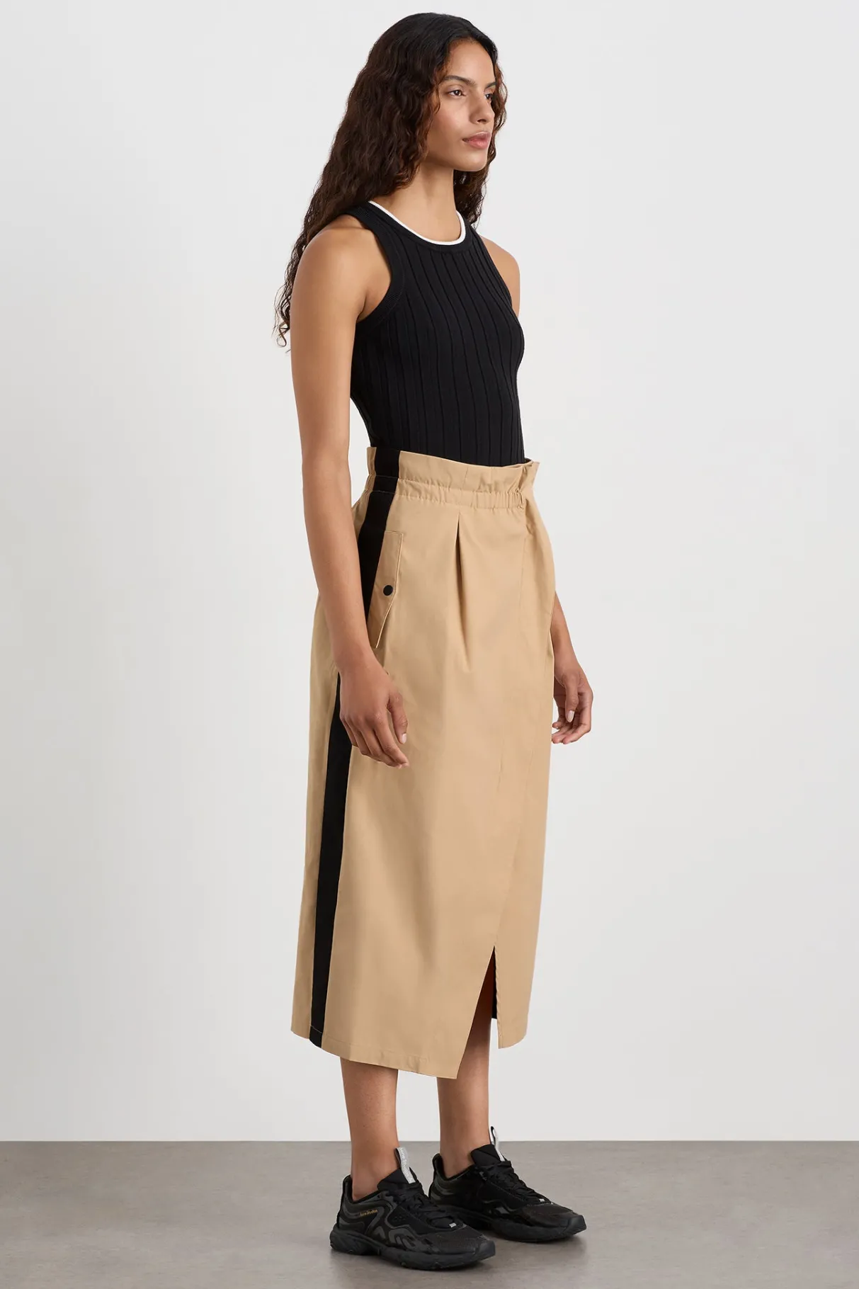 wrap_contrast_skirt__0.webp Clearance Aje ATHLETICA Wrap Contrast Skirt 615 Natural Tan / Black