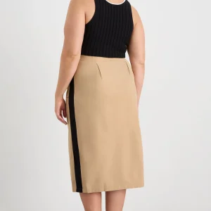 Clearance Aje ATHLETICA Wrap Contrast Skirt 615 Natural Tan / Black