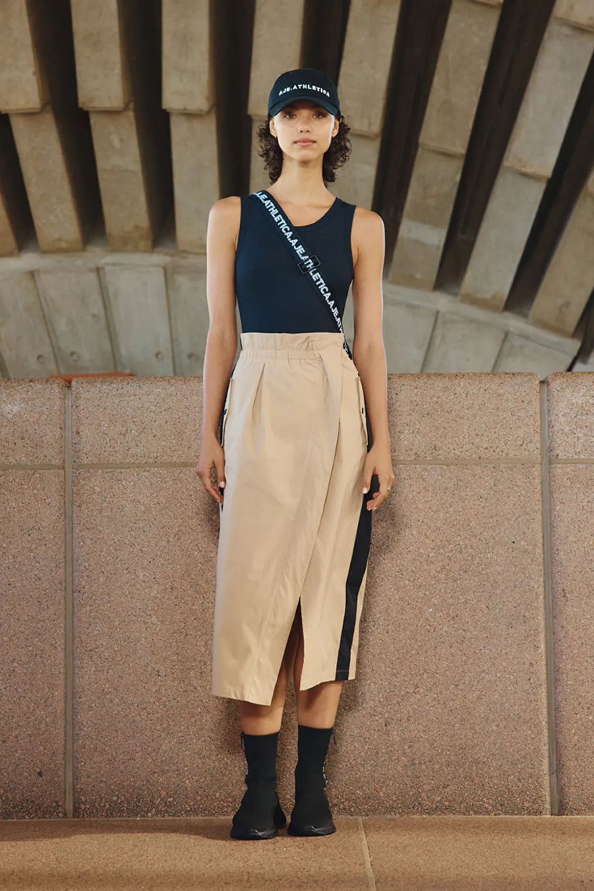 wrap_contrast_skirt__13.webp Clearance Aje ATHLETICA Wrap Contrast Skirt 615 Natural Tan / Black