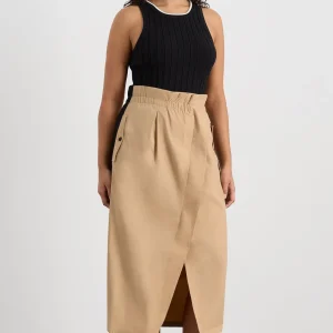 Clearance Aje ATHLETICA Wrap Contrast Skirt 615 Natural Tan / Black
