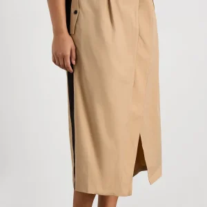Clearance Aje ATHLETICA Wrap Contrast Skirt 615 Natural Tan / Black