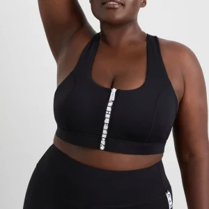 Cheap Aje ATHLETICA Zip Front Logo Mesh Bra 329 Black