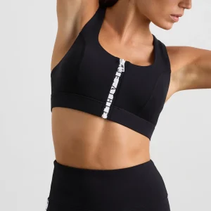 Cheap Aje ATHLETICA Zip Front Logo Mesh Bra 329 Black