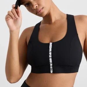 Cheap Aje ATHLETICA Zip Front Logo Mesh Bra 329 Black