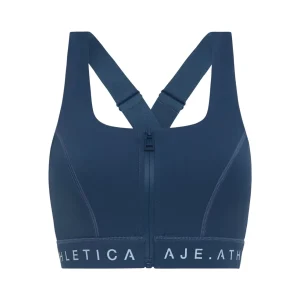Cheap Aje ATHLETICA Zip Front Logotape Sports Bra 319 Midnight Blue/Steel Blue
