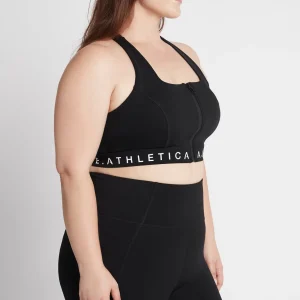 Cheap Aje ATHLETICA Zip Front Logotape Sports Bra 319 Black
