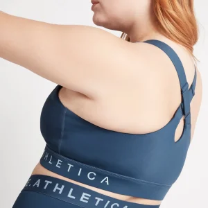 Cheap Aje ATHLETICA Zip Front Logotape Sports Bra 319 Midnight Blue/Steel Blue