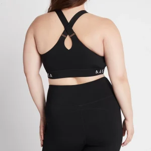 Cheap Aje ATHLETICA Zip Front Logotape Sports Bra 319 Black