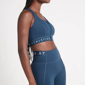 Cheap Aje ATHLETICA Zip Front Logotape Sports Bra 319 Midnight Blue/Steel Blue