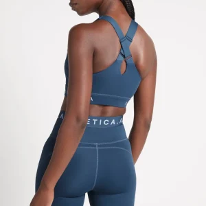 Cheap Aje ATHLETICA Zip Front Logotape Sports Bra 319 Midnight Blue/Steel Blue