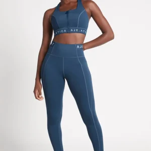 Cheap Aje ATHLETICA Zip Front Logotape Sports Bra 319 Midnight Blue/Steel Blue