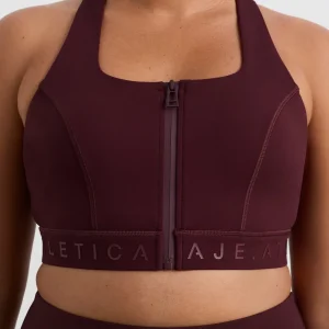 Flash Sale Aje ATHLETICA Zip Front Logotape Sports Bra 319 Burgundy