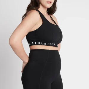 Cheap Aje ATHLETICA Zip Front Logotape Sports Bra 319 Black