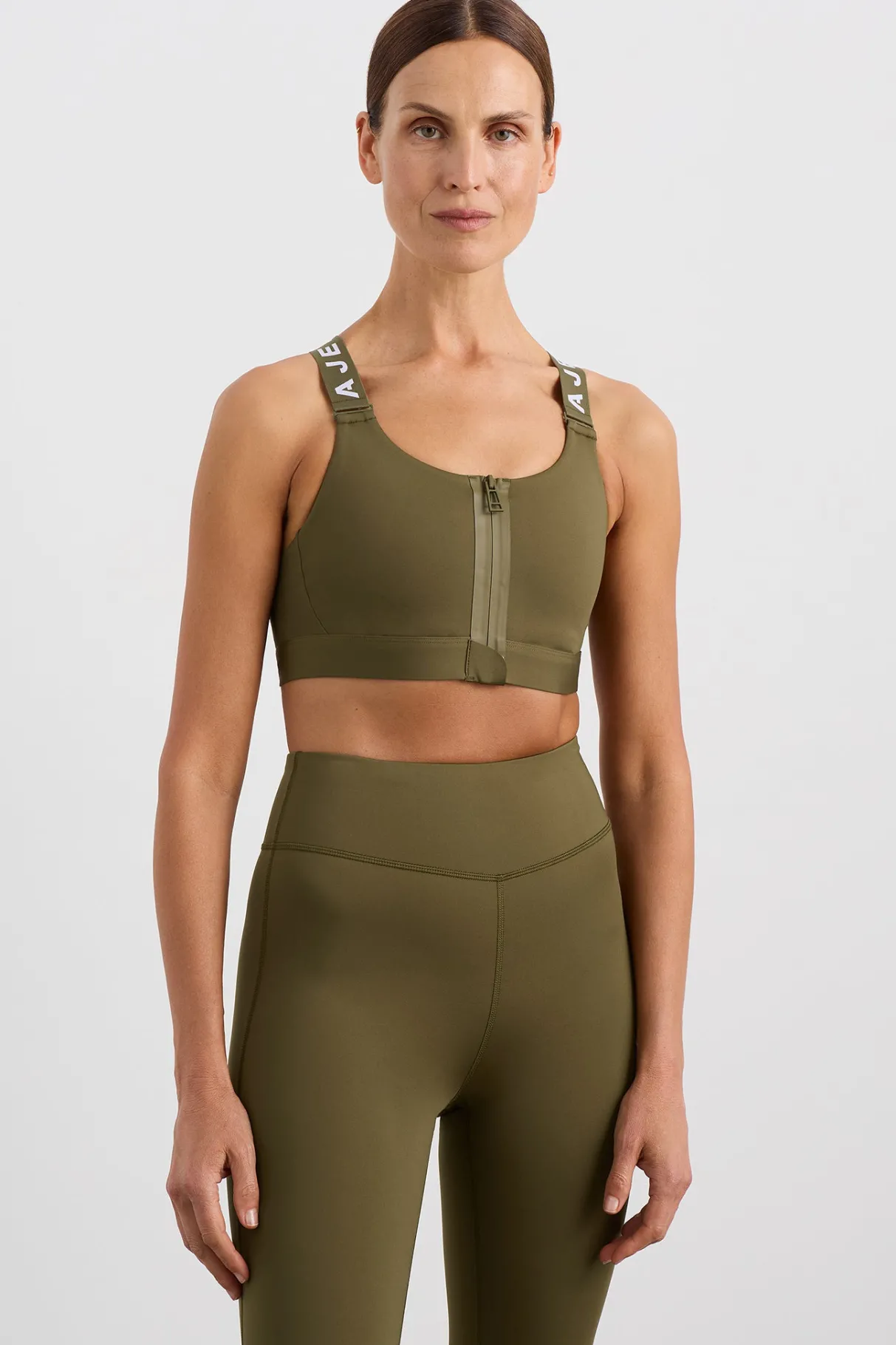 zip_front_sports_bra__0.webp Best Sale Aje ATHLETICA Zip Front Sports Bra 304 Deep Khaki