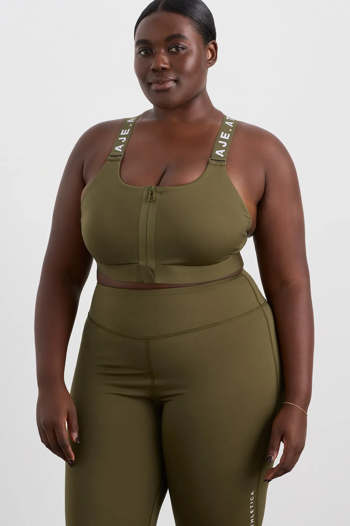 zip_front_sports_bra__10.webp Best Sale Aje ATHLETICA Zip Front Sports Bra 304 Deep Khaki