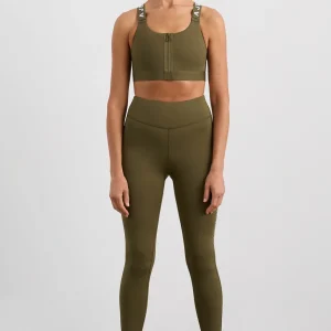 Best Sale Aje ATHLETICA Zip Front Sports Bra 304 Deep Khaki