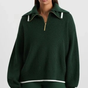Store Aje ATHLETICA 1/4 Zip Ribbed Knit Jumper 431 Pine Green