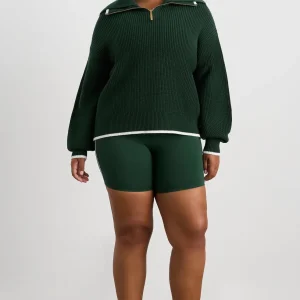 Store Aje ATHLETICA 1/4 Zip Ribbed Knit Jumper 431 Pine Green