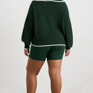 Store Aje ATHLETICA 1/4 Zip Ribbed Knit Jumper 431 Pine Green