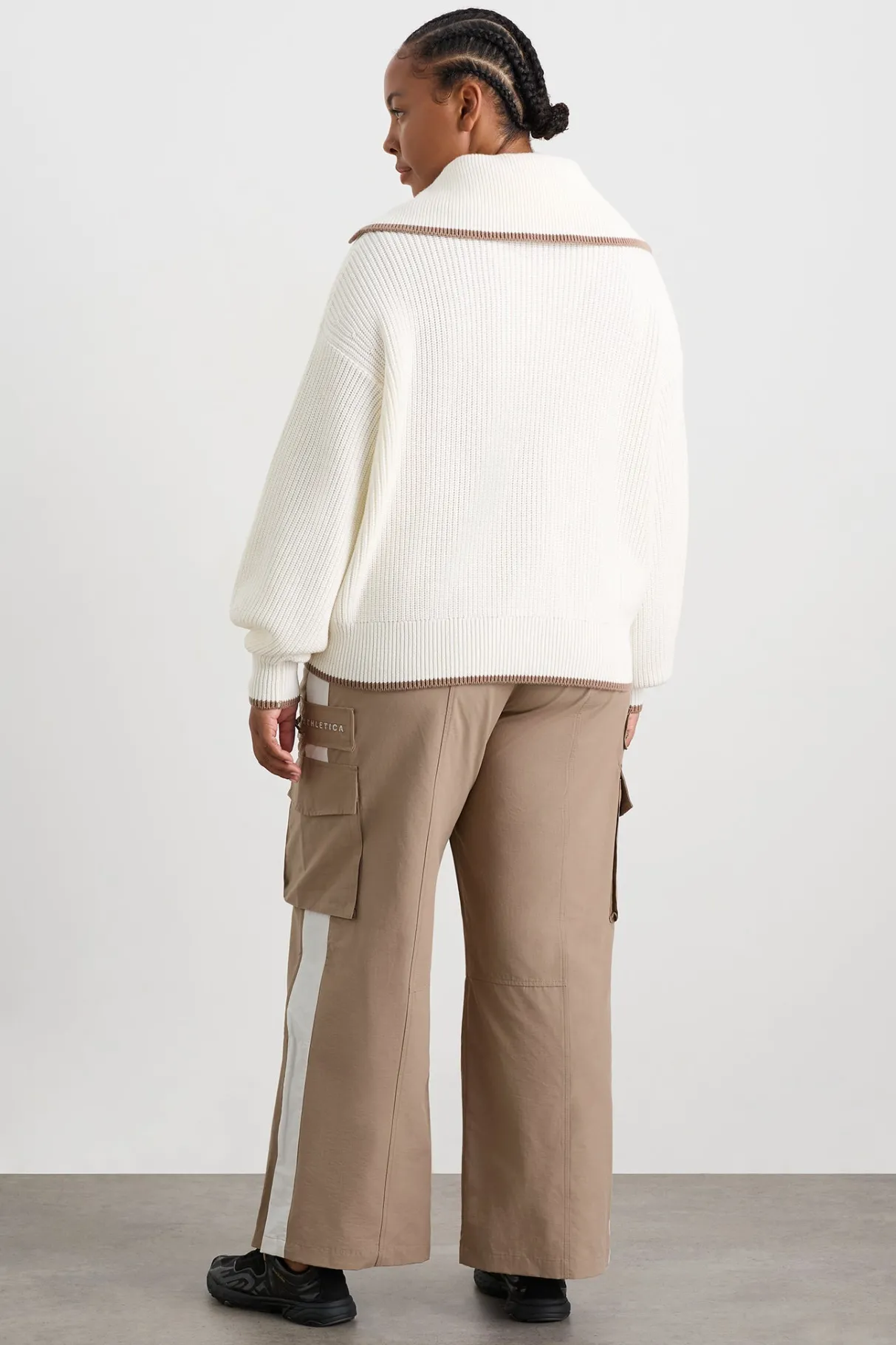 zip_ribbed_knit_jumper__13.webp Cheap Aje ATHLETICA 1/4 Zip Ribbed Knit Jumper 431 Ivory Dune Brown