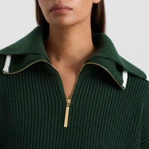 Store Aje ATHLETICA 1/4 Zip Ribbed Knit Jumper 431 Pine Green