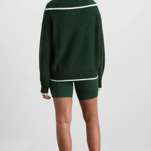 Store Aje ATHLETICA 1/4 Zip Ribbed Knit Jumper 431 Pine Green