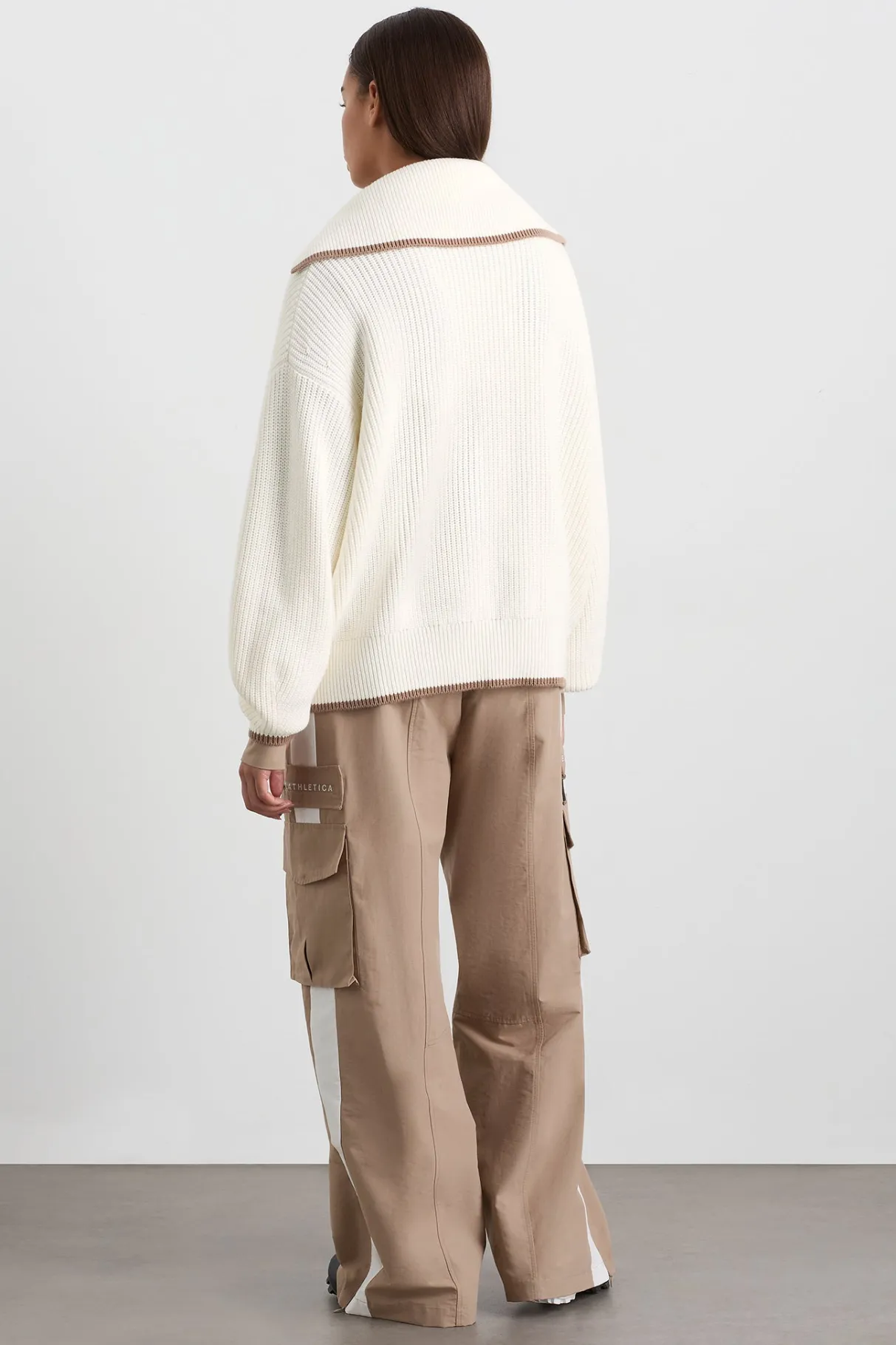 zip_ribbed_knit_jumper__4.webp Cheap Aje ATHLETICA 1/4 Zip Ribbed Knit Jumper 431 Ivory Dune Brown